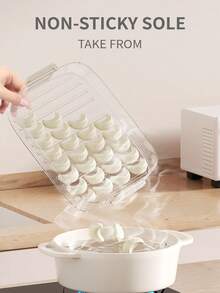 1 Pieza Contenedor Con Capas Para Congelar Dumplings, Caja De Almacenamiento Especial Para Dumplings De Nevera, Apta Para Cocina - Blanco - Ver 5