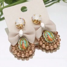 1pair Personalized Rhinestone Bowknot Dangle Earrings, Party Gift Jewelry - Oval - View 12