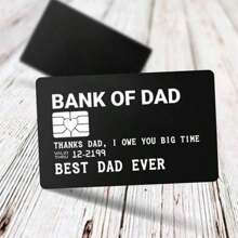 1pc Man's Laser Engraved Aluminum Alloy Wallet Card BANK OF DAD Funny Keychain Accessories For Father Or Dad As Christmas Father's Day Gift Car Accessories Bag Charm Backpack For School Cute Goth Y2k Halloween Accessories Teachers Day Gift Ideas Bag Accessories Lanyards With Id Holder Car Accessories Bag Charms - Black and White - View 1