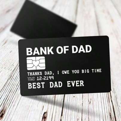 1pc Man's Laser Engraved Aluminum Alloy Wallet Card BANK OF DAD Funny Keychain Accessories For Father Or Dad As Christmas Father's Day Gift Car Accessories Bag Charm Backpack For School Cute Goth Y2k Halloween Accessories Teachers Day Gift Ideas Bag Accessories Lanyards With Id Holder Car Accessories Bag Charms Gifts For Mother, Father, Graduation, And Teacher