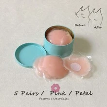 10pcs Invisible Tin Box Silicone Breast Lift Pasties, High Adhesiveness Anti-Exposed, Suitable For Wedding Dress, Party, Beach, Swimwear, Waterproof