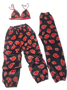 Pijama en duo para pareja Naranja - Blanco - Ver 2