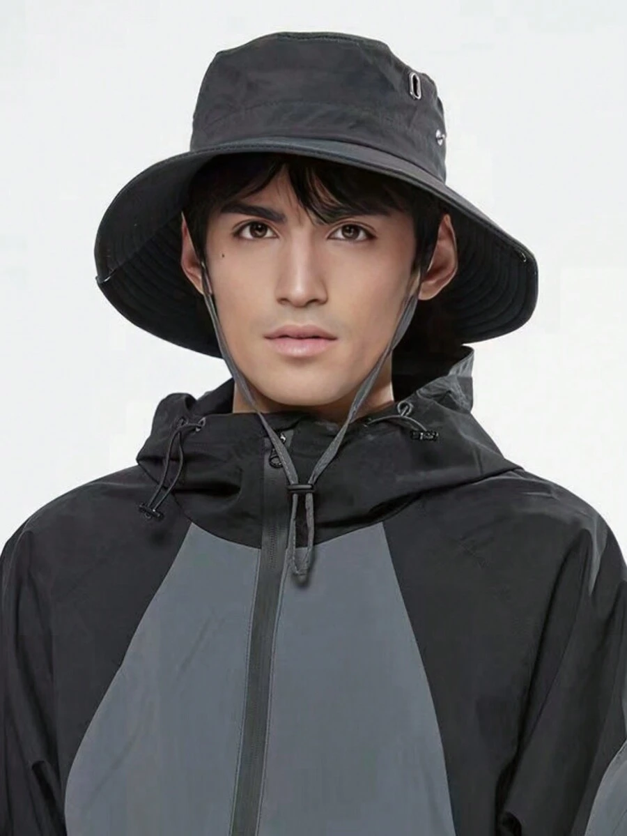 1 件男士深灰色登山、露营和渔夫帽，简约而时尚，适合日常穿着 - 深灰色 - 查看 1