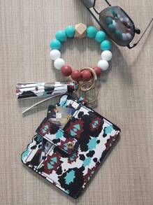 牛头葵花西部牛仔卡包钱包钱包卡夹卡片包钱包名片夹信用卡夹身份证夹卡片夹女士迷你钱包钱包钥匙扣卡片钱包