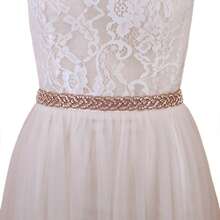 1pc Handmade Rose Gold Diamond Decorated Wedding Belt, Party Evening Dress Waist Accessory - Green - View 2