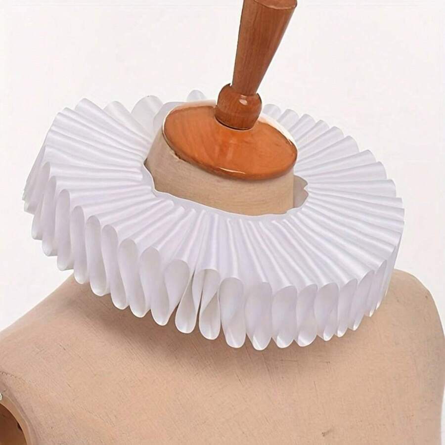 1PC Renaissance Collar Victorian Costume, Halloween Cosplay Accessories Wrist Cuffs Ruffled Neck Collar - White - View 1