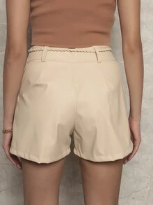 Women Shorts - 米色 - 查看 4