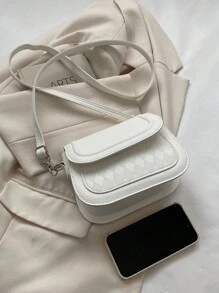 Ladies' Plaid Pattern Mini Crossbody Bag - White - View 6