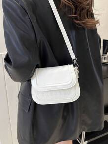 Ladies' Plaid Pattern Mini Crossbody Bag - White - View 3