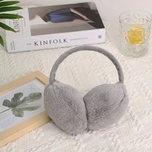 1 Miếng Của phụ nữ Lông cừu mùa đông Bịt tai Với Lông thỏ , Cực dày Và Thoải mái , Chống gió Đối với Các hoạt động ngoài trời - Xám - Xem 4