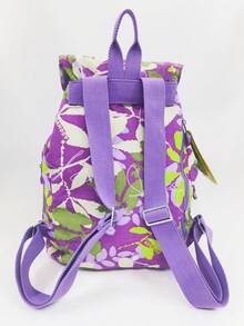 Women's Large Capacity Travel Backpack With Floral Print - Purple - View 3