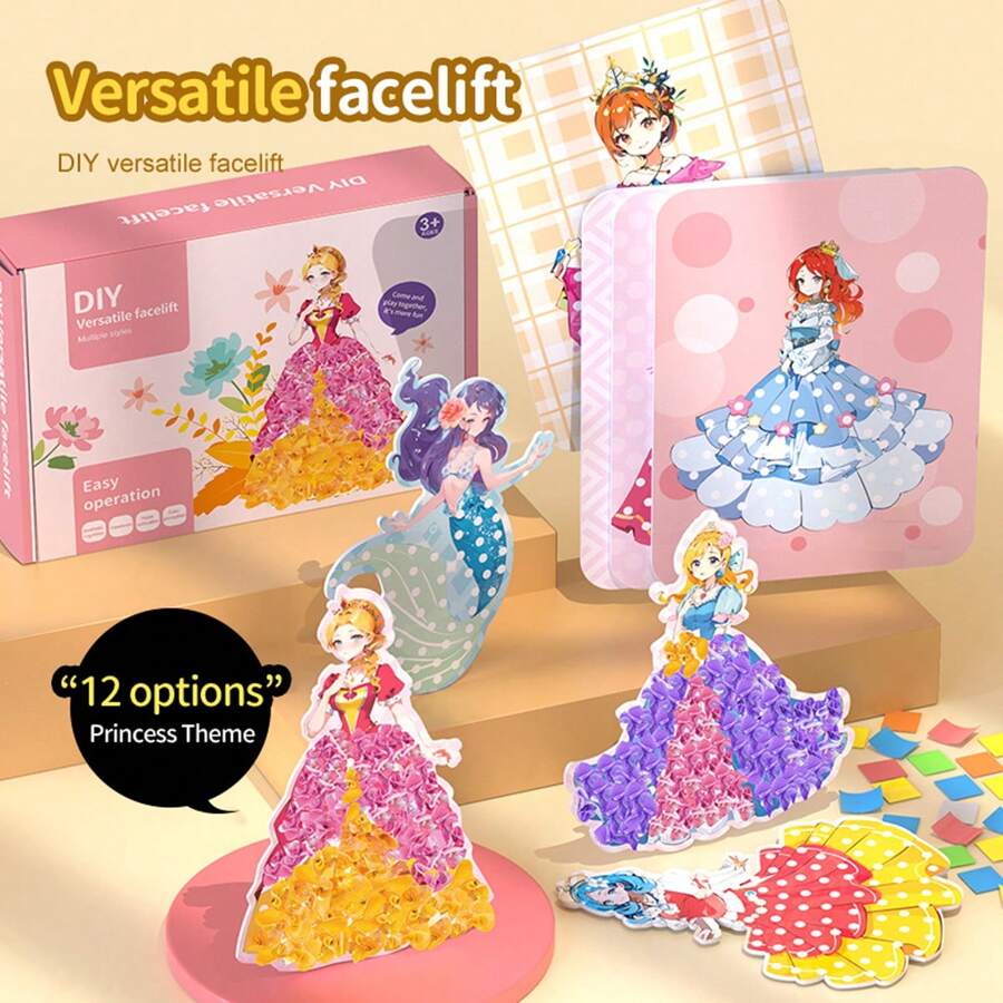 12pcs Princess Themed Diy Crafts For Children, Need To Be Handmade By Themselves, Suitable As Gifts For Girls Aged 3-6 - Multicolor - View 1