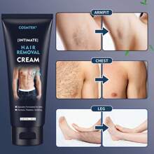 COSMTEK 男士脫毛膏,有效舒緩,無痛減脫不需要的男性毛髮,包括臉部、陰毛、私密部位、腋下、胸部、背部。容量:5.07盎司 - 藍色 - 查看 3