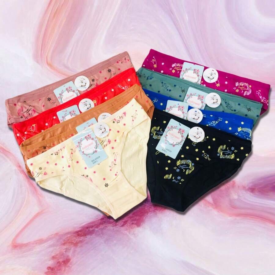 Women's Underwear, 3 Pieces With Floral Design And Musical Notes. - Multicolor - View 1