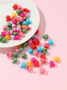 100入組女性髮飾可愛小熊造型髮夾,隨機顏色,日常使用