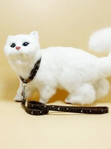 1 Pieza Collar Y Correa Para Gatos Conjunto De Color Café - Café integral - Ver 3