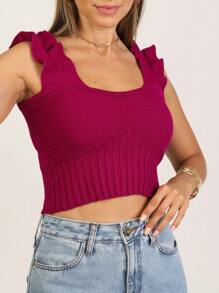 Women Knit Tops - Màu Đỏ Sâu - Xem 1