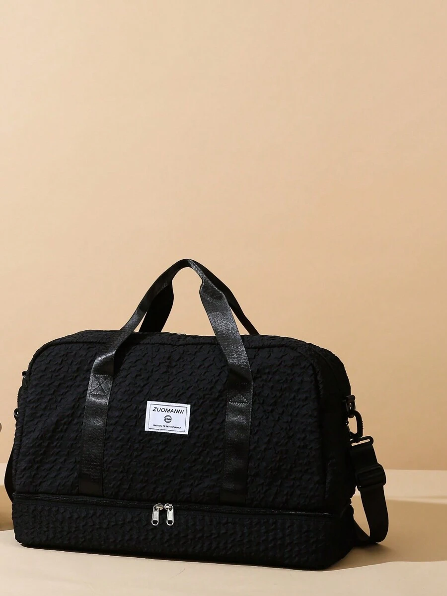 大容量學生住宿包,多功能防水游泳包帶獨立鞋倉,孕婦打包包,可掛行李箱,乾濕分離包,便攜式短途商務行李包,戶外旅行包,瑜伽包,運動包手提包健身包週末包旅行包手提包手提包度假手提包 - 黑色 - 查看 1