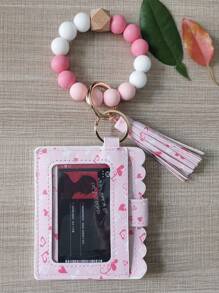 Lostars Wallet Wristlet For Rf With Tassel Card Pocket Key Chains For Decorations Handbag Wallet Accessory For Phone Car Key Pink Butterfly Card Bag Pink Heart Card Bag Card Cover Card Holder Wallet Business Card Holder Credit Card Holder Id Card Holder Women For Women Mini Wallet Wallet Keychain Card Wallet - Baby Pink - View 7