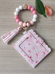 Lostars Wallet Wristlet For Rf With Tassel Card Pocket Key Chains For Decorations Handbag Wallet Accessory For Phone Car Key Pink Butterfly Card Bag Pink Heart Card Bag Card Cover Card Holder Wallet Business Card Holder Credit Card Holder Id Card Holder Women For Women Mini Wallet Wallet Keychain Card Wallet - Baby Pink - View 1