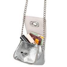 Mini-Bolsa Feminina Brilhante Lançamento Exclusivo - Prata - Visão 4