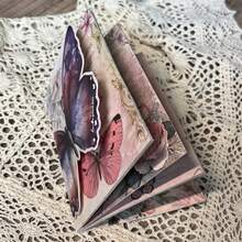 30入組復古蝴蝶造型文具信紙,輕巧且可書寫,復古花卉和動物設計,非常適合拼貼和日記裝飾 - 彩色 - 查看 2