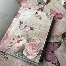 30入組復古蝴蝶造型文具信紙,輕巧且可書寫,復古花卉和動物設計,非常適合拼貼和日記裝飾 - 彩色 - 查看 5