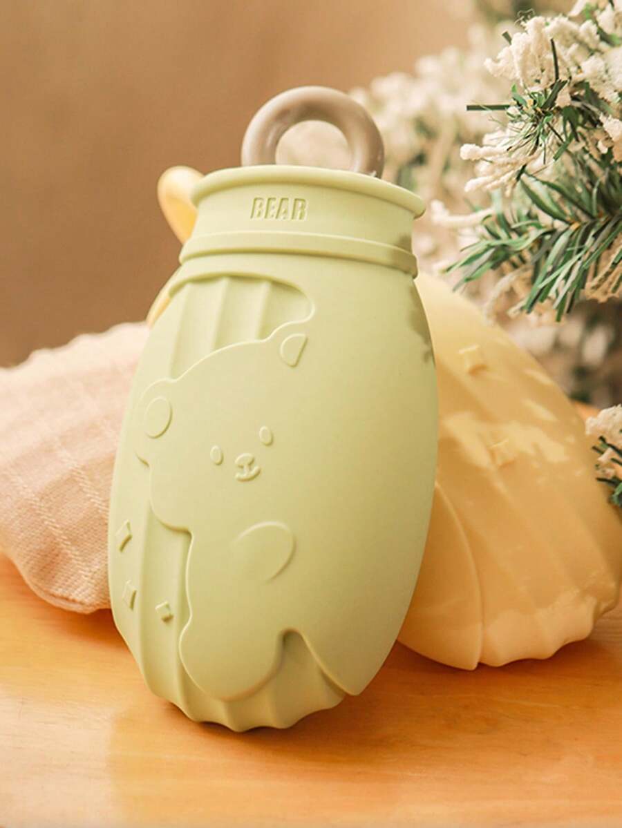 1pc Cartoon Design Silicone Hot Water Bottle, AntiExplosion Warm Water