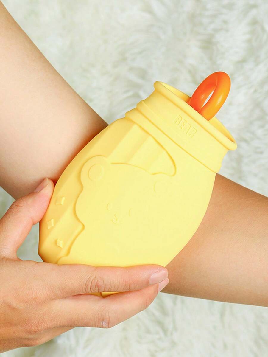1pc Cartoon Design Silicone Hot Water Bottle, AntiExplosion Warm Water
