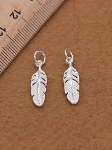 1入組羽毛圖案S925配件適用於DIY項鍊或者手鍊製作適合女士日常生活或者派對隨機發貨