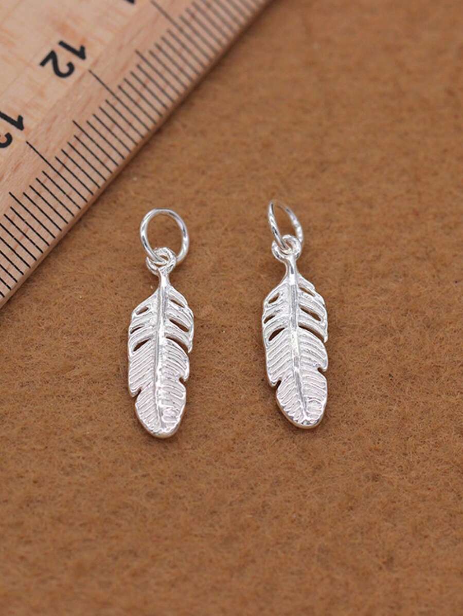 1入組羽毛圖案S925配件適用於DIY項鍊或者手鍊製作適合女士日常生活或者派對隨機發貨