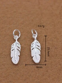 1入組羽毛圖案S925配件適用於DIY項鍊或者手鍊製作適合女士日常生活或者派對隨機發貨