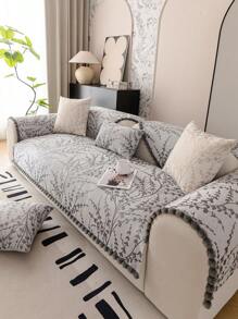 1 Stück Schwarzer & Weißer Sofaüberwurf Mit Ast Design, Romantische Premium Schwere Im Schnee & Quasten Design Rutschfeste Couch Kissen, Vier Jahreszeiten Festival Hochzeitsdekoration Heimtextilien