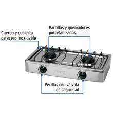 2-Burner Stackable Gas Grill, Stainless Steel, Foset - Silver - View 1