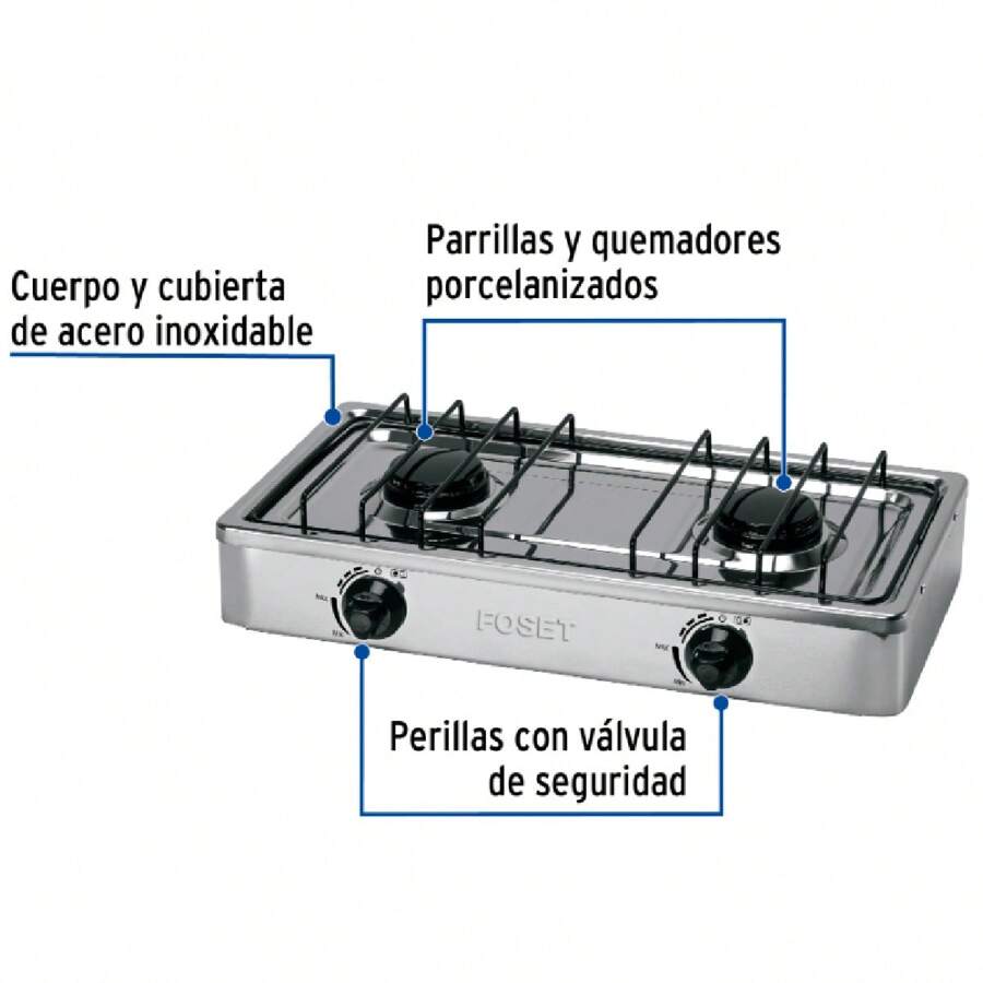 2-Burner Stackable Gas Grill, Stainless Steel, Foset - Silver - View 1