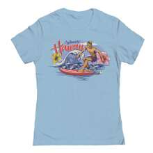 Nearly There Welcome To Hawaii Graphic Ladies Cotton Short-Sleeve T-Shirt - Blue - View 1