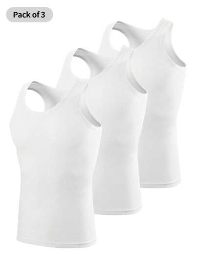 3pcs/set Fashionable Men's Comfortable Sleeveless Fitness Undershirt