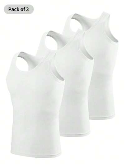 3 st/set Fashionabel Herr Bekvämt Ärmlös Fitness Undertröja