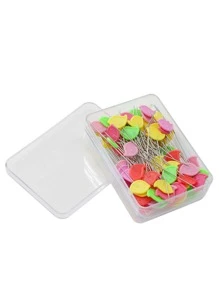 50入組不定色不銹鋼製裁縫針,diy拼布工具 - 彩色 - 查看 1