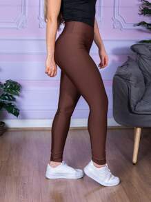 Women Sports Leggings - Rust Brown - View 2