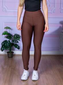 Women Sports Leggings - Rust Brown - View 1