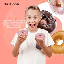 Non-Stick Automatic 7 Mini Donut Maker, Mini Electric Machine With Non-Stick Surface To Make Desserts, 7 Donut Baking Machine, Compact With Recipe Book Included. - Red - View 7