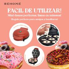 Non-Stick Automatic 7 Mini Donut Maker, Mini Electric Machine With Non-Stick Surface To Make Desserts, 7 Donut Baking Machine, Compact With Recipe Book Included. - Red - View 4