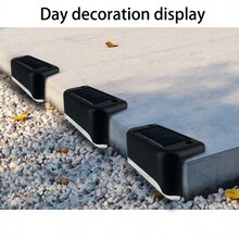 4入組戶外庭院、柵欄、樓梯太陽能階梯燈,可作為裝飾性景觀牆柵燈和夜燈