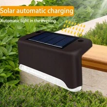 4入組戶外庭院、柵欄、樓梯太陽能階梯燈,可作為裝飾性景觀牆柵燈和夜燈