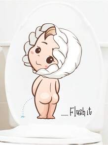 1pc Adorable Cartoon Pvc Baby Urinal Guide Sticker For Toilet, Self-adhesive And Waterproof - Multicolor - View 3