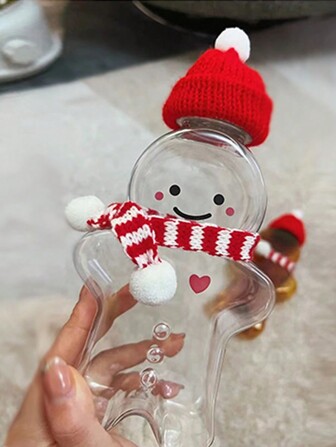 1/2 件圣诞姜饼人便携式饮料瓶，透明密封瓶，圣诞主题派对装饰，桌面装饰