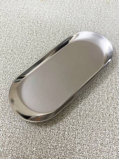 1 buc tavă de dezinfectare din oțel inoxidabil pentru instrumente de tatuaje și manichiură, tavă ovală pentru paletă de culori pentru accesorii de artă pentru unghii, tavă de depozitare pentru birou pentru uz casnic, culoare argintie, consumabile pentru unghii, instrumente de artă pentru unghii, înapoi la școală, unghii, instrumente de unghii pentru presare pe unghii