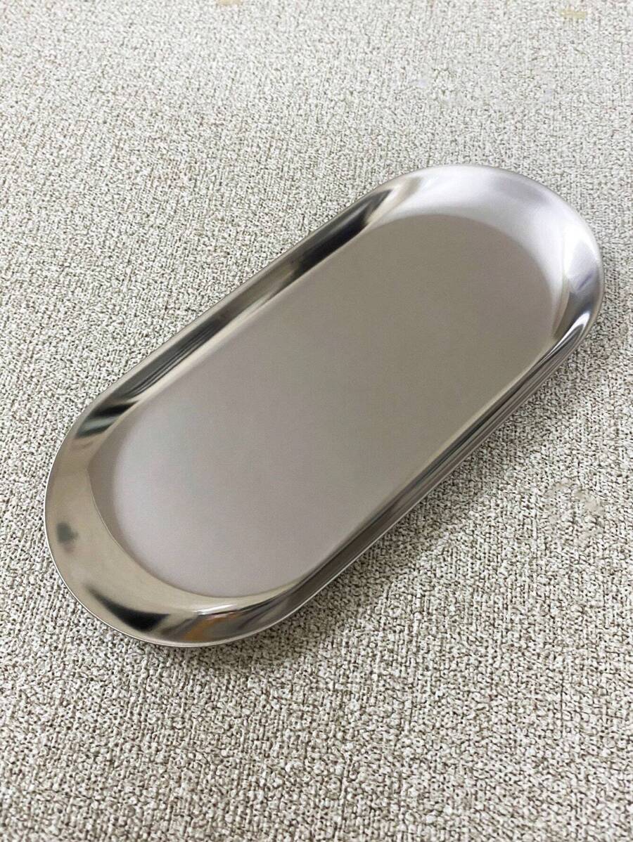 1个不锈钢消毒托盘,适用于纹身和美甲工具,椭圆形调色盘,可用于美甲配件,家用桌面收纳托盘,银色,美甲用品,美甲工具,美甲艺术工具,返校季,美甲,美甲工具,适用于假指甲 - 銀色 - 查看 1