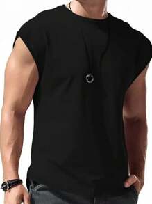 Casual Gym T-Shirt In 30-Thread Cotton Knit - Negro - Ver 1